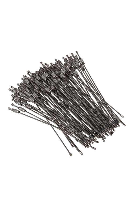 100pcs Stainless Steel Screw Locking Wire Keychain Cable Key Rings Outdoor Accessory