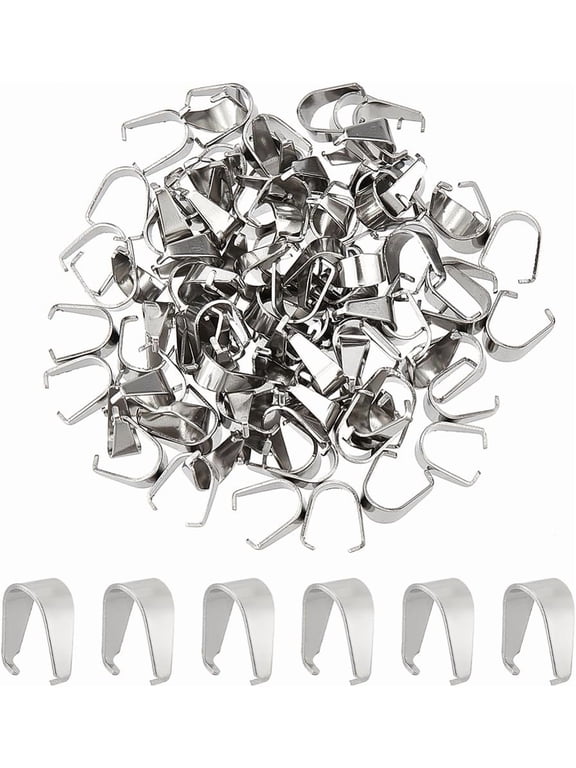 100pcs Stainless Steel Snap on Bails Pinch Bails Pendant Bails Connectors Hook Pendant Clasps for Dangle Charms Jewelry Making Stainless Steel Color 9x4x6mm DIY