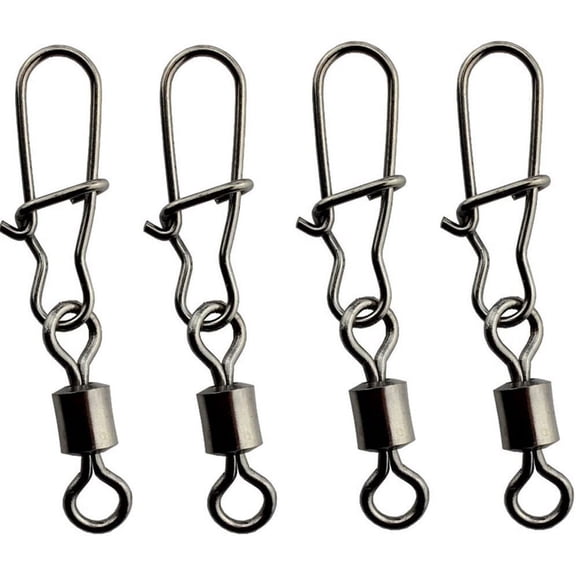 100pcs Stainless Steel Snaps Swivel Fishing Connector Rolling Swivel lock Snap Lure Barrel Snap Swivel Accessories (#10)