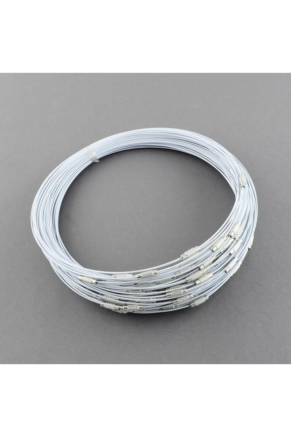 100pcs Stainless Steel Wire Necklace Cord DIY Jewelry Making with Brass Screw Clasp Gainsboro 17.52 inch(44.5cm) 1mm Inner Diameter: 5.71 inch(14.5cm)