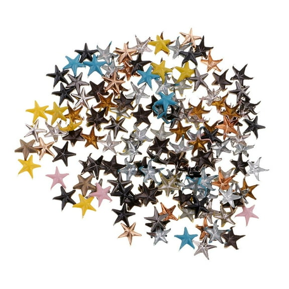 100pcs Star-Shaped Studs With Pressed 10Mm Nail Head Rivets For Clothes, Jackets, Belts, Footwear Decor