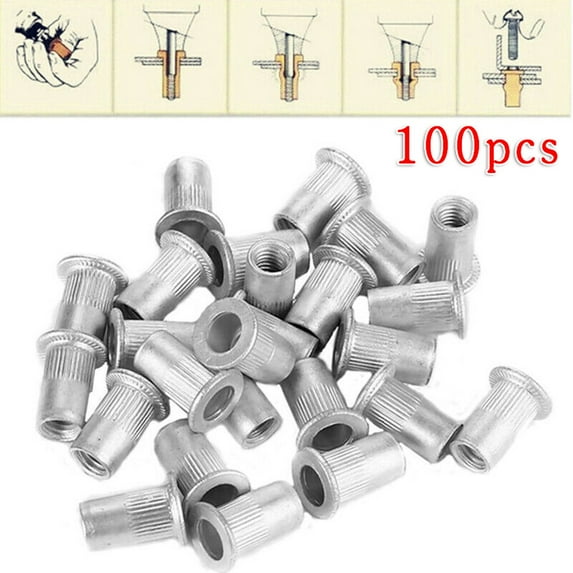 100pcs Steel Aluminum Thread Rivet Nut Insert Nutsert M4 / M5 / M6 / M8 Set