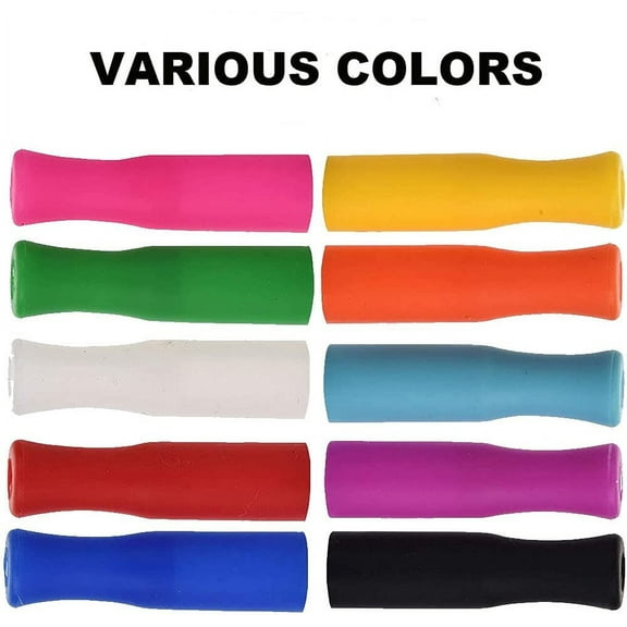 100pcs Straw Tips Reusable Silicone Straws Tips for Metal Straws Several Colors Food Grade Straws Tips Covers Individually Wrapped Silicone Tips Fits for Regular 1/4 Inch Wide Stainless Steel Straws