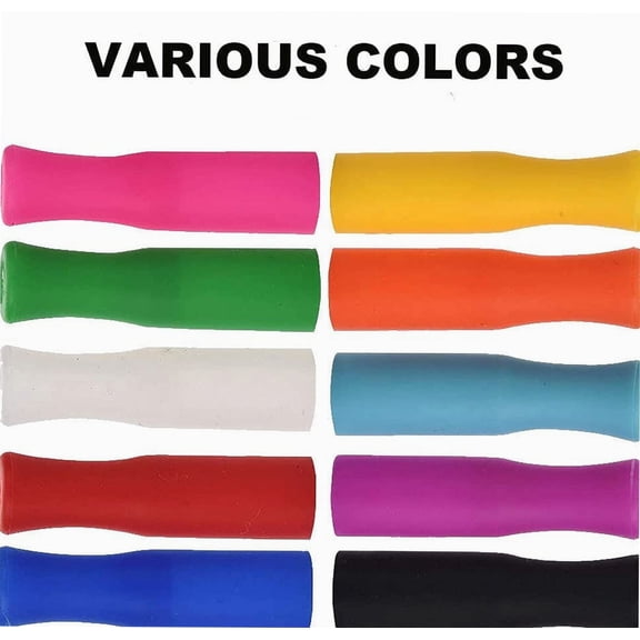 100pcs Straw Tips Reusable Silicone Straws Tips for Metal Straws Several Colors Food Grade Straws Tips Covers Individually Wrapped Silicone Tips Fits for Regular 1/4 Inch Wide Stainless Steel Straws