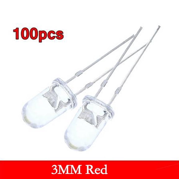 100pcs Super Bright 3mm LED Bulbs in Red, Blue, Green, White, Yellow for DIY Projects