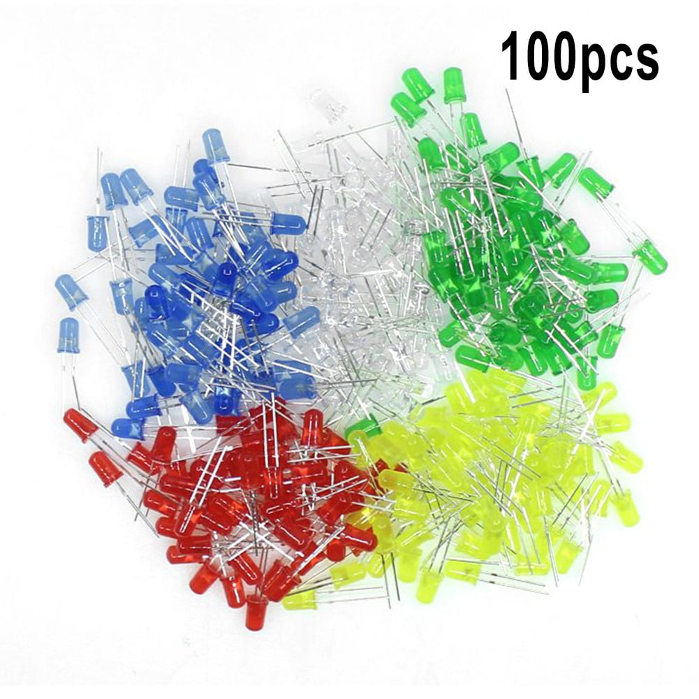 100pcs Super Bright LED 3mm Red/Blue/Green/White/Yellow LED Lighting ...