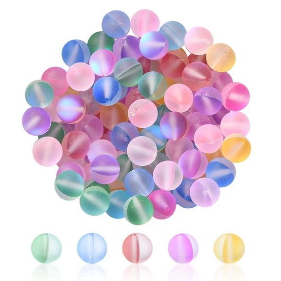100pcs Synthetic Moonstone Beads Frosted Round Colorful 8mm Hole: 1mm