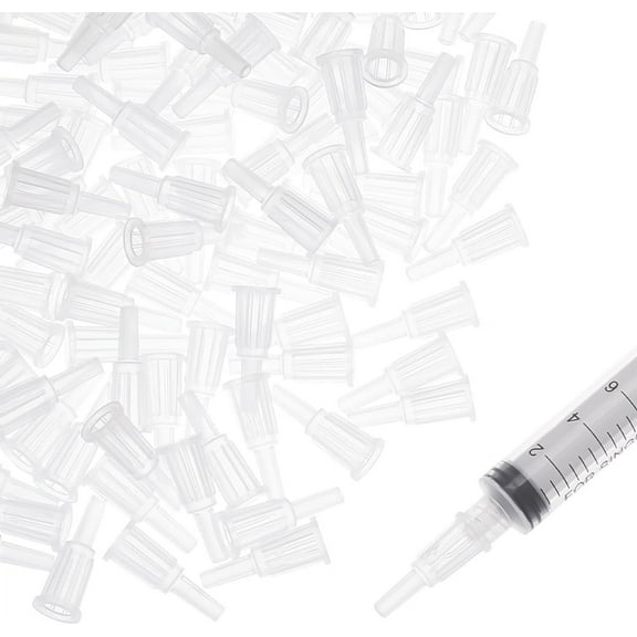 Plastic Dust Cap Syringe Barrel Tip Caps White 28x4~11mm Hole: 2~7mm 100pcs