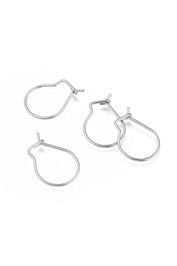 100pcs Tarnish Resistant 304 Stainless Steel Hoop Earrings Findings Kidney Ear Wires Stainless Steel color 18x13x0.8mm