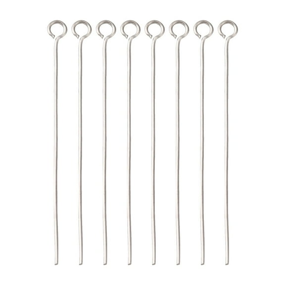 100pcs Resistant Stainless Steel Eye Pin Jewelry Findings 40x0.6mm Hole: 2mm