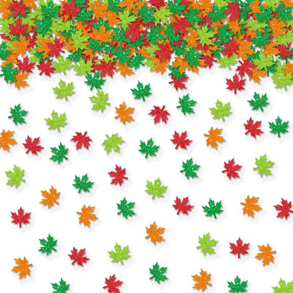 100pcs Thanksgiving Confetti, Maple Leaves Table Confetti, Thanksgiving Maple Leaf Paper Scatters, Autumn Holiday/Fall Party Table Decoration