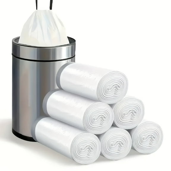 100pcs Thickened 4-gallon Small Drawstring Plastic Garbage Bag - Collapsible, Leak-proof And Easily Knotted Liner for Bathrooms, Toilets, Bedrooms And Office Toilets - Space-saving And Convenient