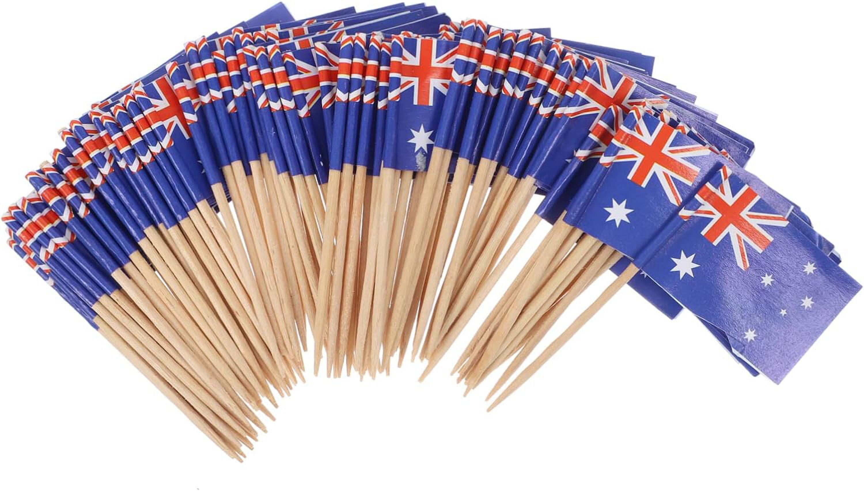 100 Pcs USA Thin Red Line Firefighter Toothpick Flags - Mini American Flag Picks For Cupcakes, Cocktails, Party Decor