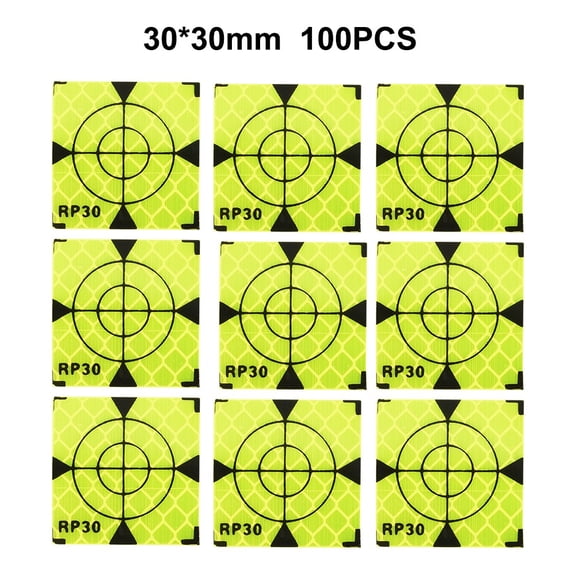 100pcs Total Station Reflector 60/50/40/30/20mm Prismatic Aim Target Sticker Survey Fluorescent Reflector Sheet Monitoring Tools