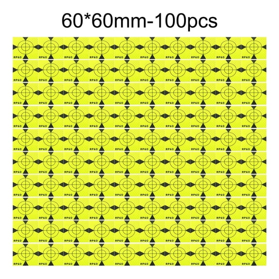 100pcs Total Station Reflector 60/50/40/30/20mm Prismatic Aim Target Sticker Survey Fluorescent Reflector Sheet Monitoring Tools