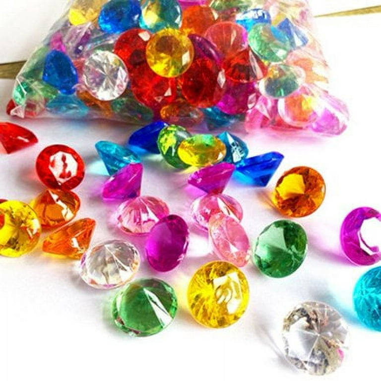 Hicarer 100 Pieces Toy Gems Pirate Treasure Jewels Fake Acrylic Gems  Multicolor Bling Diamonds Plastic Gemstones with a Drawstring Bag for Party  Table