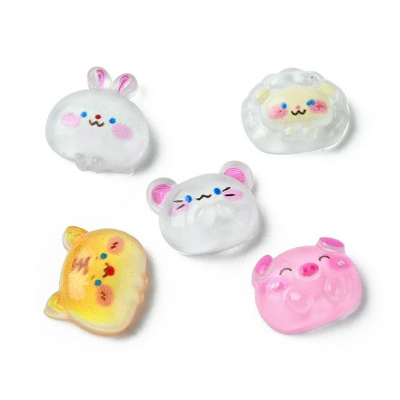 100pcs Translucent Resin Cabochons Animal Mixed Shapes Mixed color 8.5~10.5x9.5~10x3.5~4mm