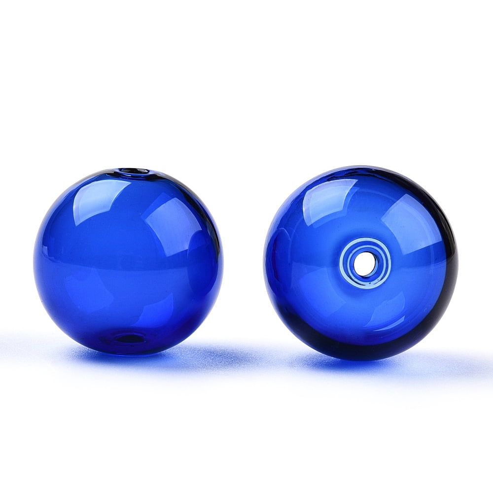 100pcs Transparent Blow Glass Globe Beads Round for DIY Wish Bottle Pendant Glass Beads Dark Blue 18x17mm Hole: 2mm