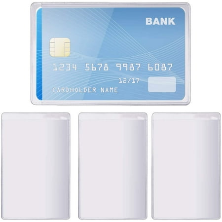 100pcs Transparent PVC Vertical ID Credit Card Sleeves Waterproof Clear New Medicare Card Holder Protector Sleeves for Social Security Insurance Business Bank Debit Cards