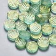 thumbnail image 1 of 100pcs Transparent Spray Painted Glass Beads with Glitter Powder Flat Round Medium Aquamarine 12x4mm Hole: 1mm, 1 of 2