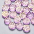 thumbnail image 1 of 100pcs Transparent Spray Painted Glass Beads with Glitter Powder Flat Round Orchid 12x4mm Hole: 1mm, 1 of 2