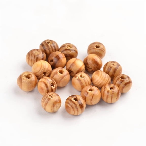 100pcs Undyed Natural Wood Beads Spacer Beads for DIY Macrame Rosary Jewelry Lead Free Round Peru 8x7mm Hole: 2.5mm