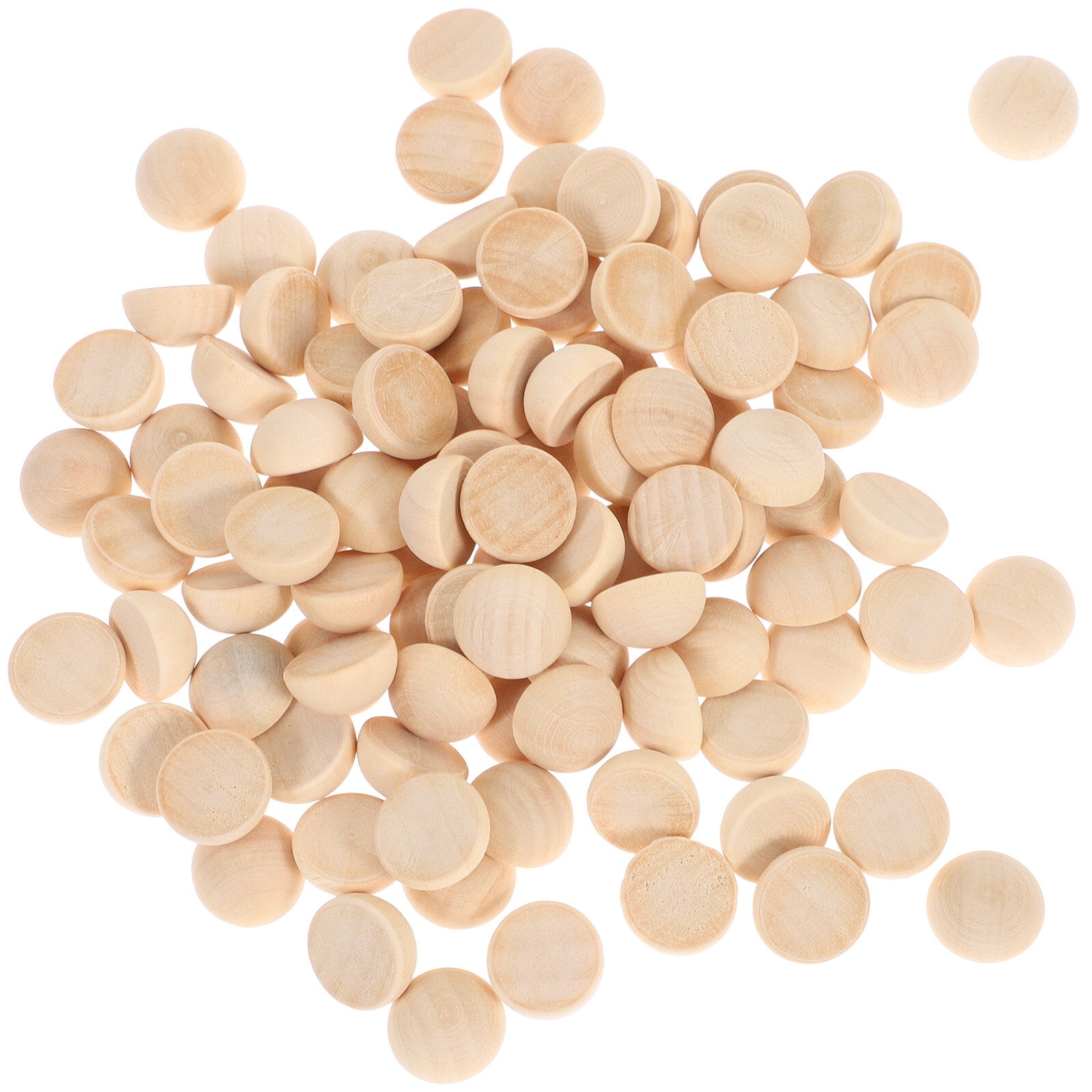 100pcs Unfinished Half Wooden Balls Mini Hemisphere Half Craft Balls