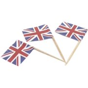 100pcs Union Jack Toothpicks UK British Sandwich Flags England Flag Cupcake Toppers Cocktail Sticks Picks Jubilee Royal Party Supplies Royal Event Decorations