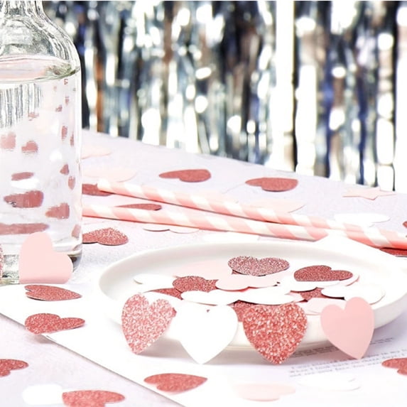 100pcs Valentine’s Day Heart-shaped Paper Scraps Red Glitter Love Hearts Confetti/table Confetti Anniversary Valentines Day Decorations