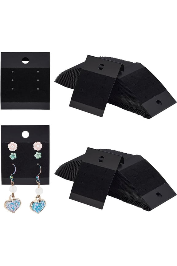 100pcs Velvet Earring Display Card Black Earring Jewelry Display Hanging Cards Jewelry Holder Cards for Small Business Jewelry Supplies DIY Ear Studs Earring Jewelry Trays 6 Holes Black DIY