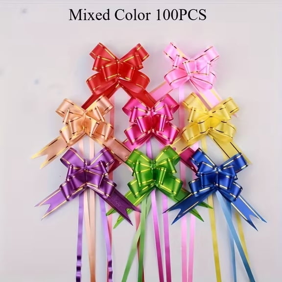 100pcs Vivid Drawstring Ribbons - Colorful Gift Wrapping and Decorative Knots, Durable Plastic, Suitable for All Occasions, Christmas Ribbons