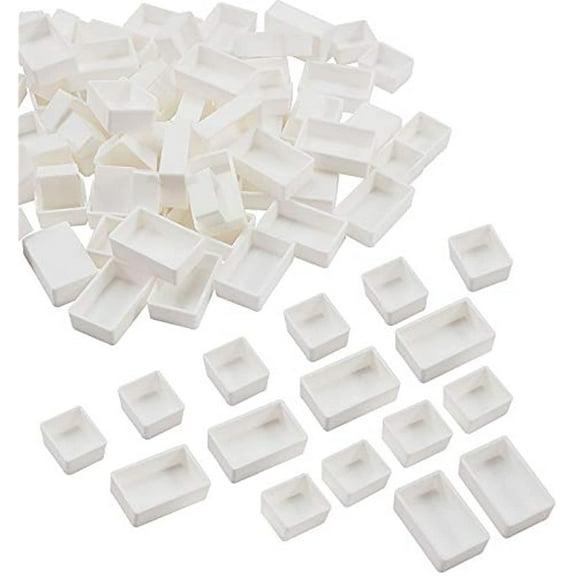 100pcs Watercolor Paint Pans(50pcs Full Pans 50pcs Half Pans) White Plastic Empty Paint Pans for DIY Watercolor Oils or Acrylics Painting Travel Tin Case Palette Art Drawing