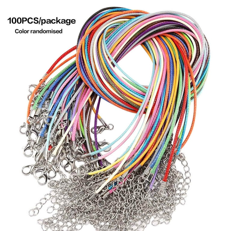 100pcs Waxed Cotton Rope Necklace Cord with Claw Clasp for DIY Jewelry  Making Color Random 