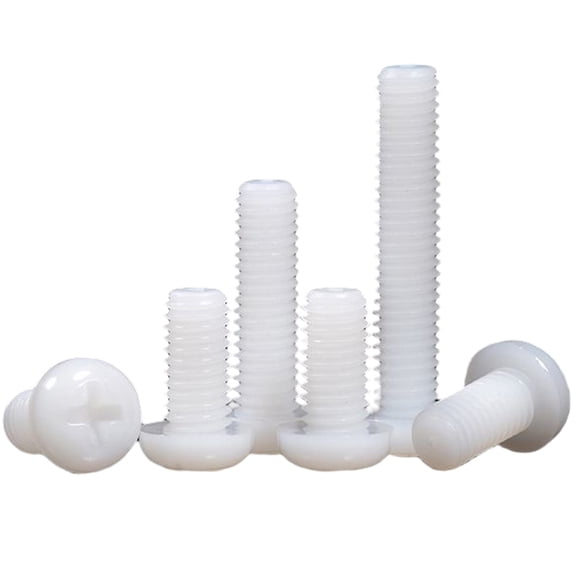 100pcs White Nylon Plastic Round Head Screws M6x15mm