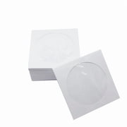 100pcs White Paper CD DVD Sleeves,120g 5inch CD DVD Sleeves Envelope Holder with Clear Window and Flap