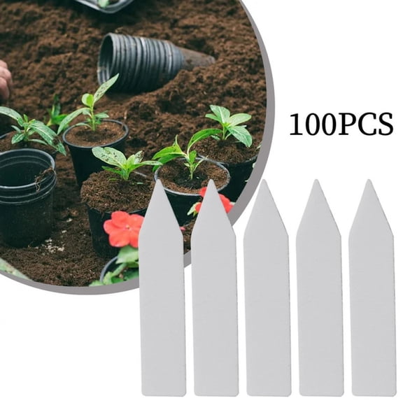 100pcs White Waterproof Plastic Garden Horticultural Plant Labels Gardening Plant Rectangular Ground Insertion Labels Signs