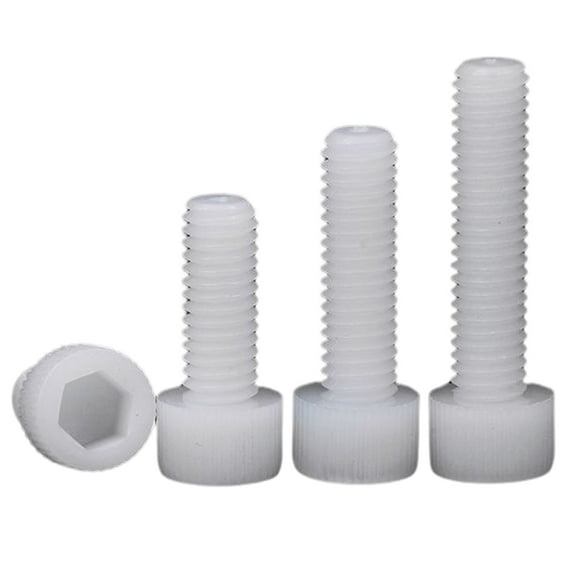 100pcs White nylon plastic cup head socket head cap screw M5x8mm