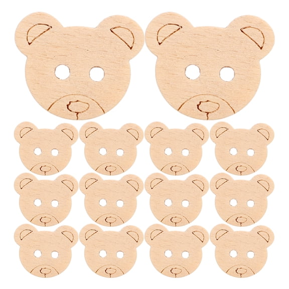 LOLIPPYY 100pcs Wooden Bear Buttons Unfinished Wood Buttons with 2 Holes Cute Animal Sewing Supplies for DIY Crafts Scrapbooking