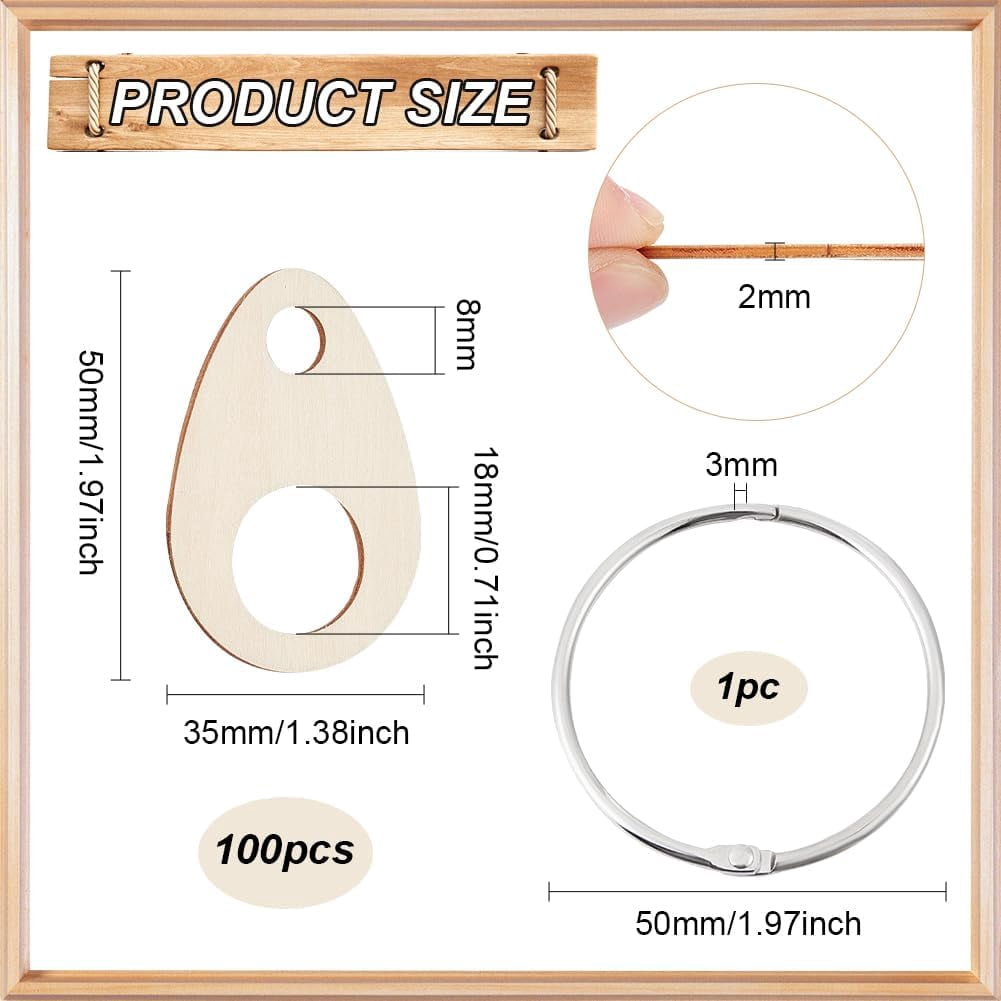 AHANDMAKER 50pcs Wooden Floss Organizer Drops - For Cross-Stitch Thread Bobbins, 1.96x1.57 Inch, DIY Sewing Storage