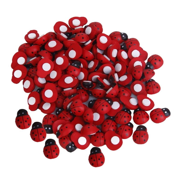 100pcs Wood Ladybug Stickers DIY Scrapbooking Children Craft Decoration