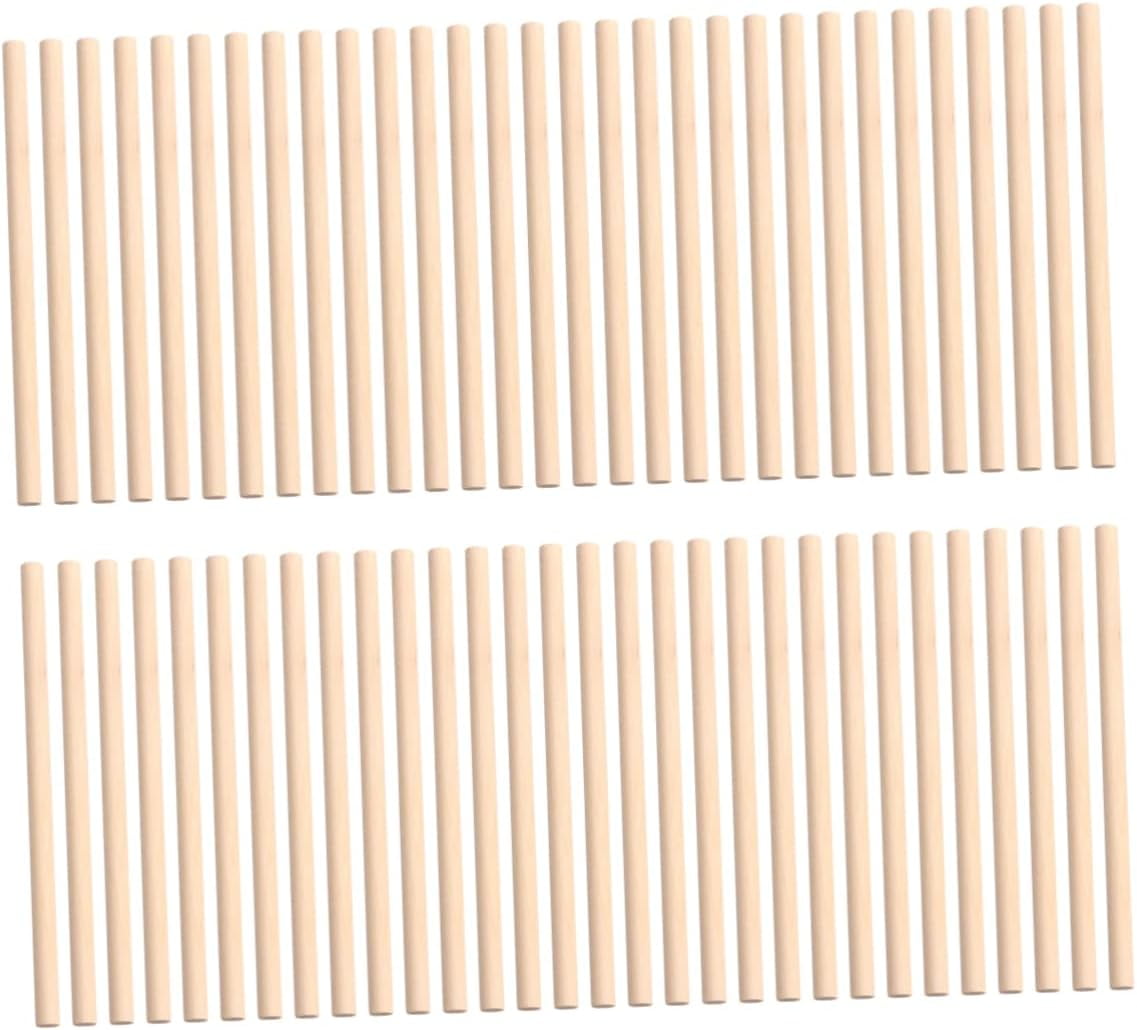 100pcs Wooden Dowels 1/2 Inch 4 Inch Dowel Rods Building Wood Sticks