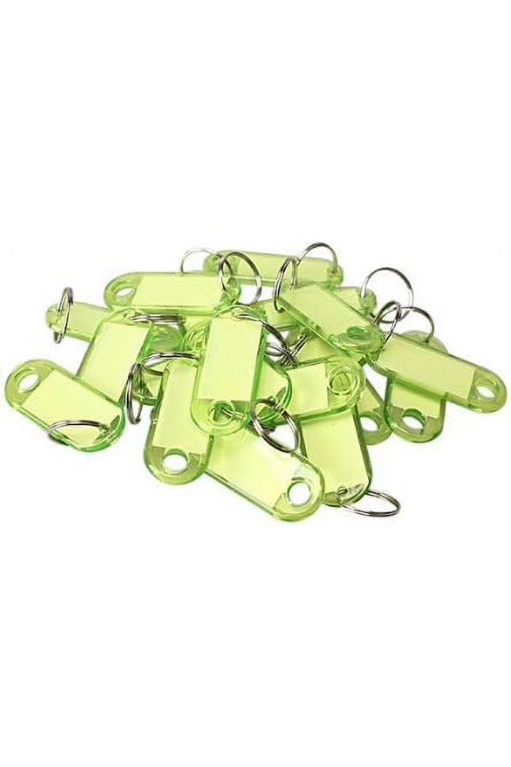 100pcs Yellow Clear Plastic Key Tags Id Label with Key Chain Tag Card Split Ring
