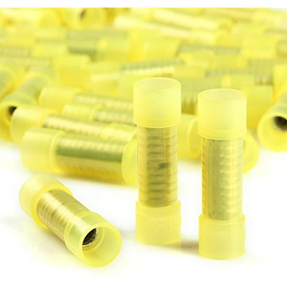 100pcs Yellow Nylon Butt connector Insulated wire Crimp Terminal connector 12-10 AWG