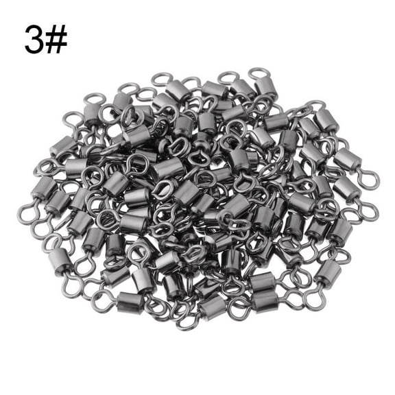 100pcs/lot New Bearing Barrel Fishing Tackle Accessories Fishing Connector Solid Ring Fishing Rolling Swivel Connector Rolling Swivels 3#