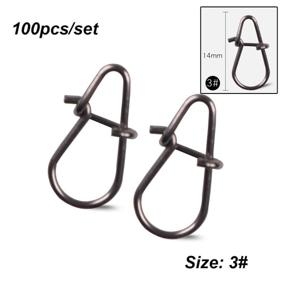 100pcs/lot Portable High Quality Fast lock Stainless Steel Durable Barrel Swivel Connector Oval Split Rings Fishing Hanging Snap 3