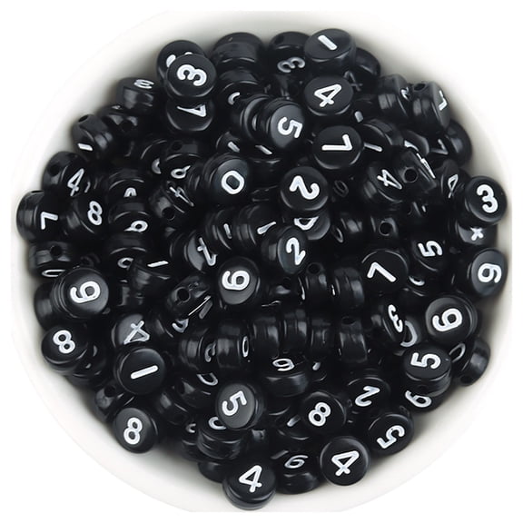 100pcs/pack Acrylic Number Loose Beads Flat Round Beads DIY Hand Beads Accessori