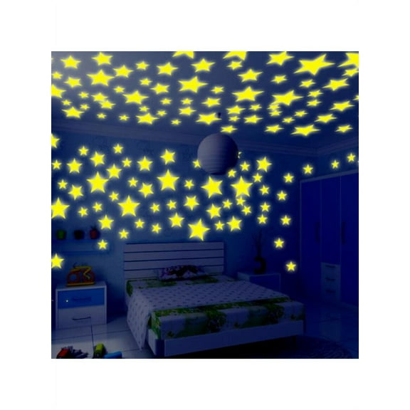 100pcs/pack Stars Sticker Glow In The Dark Wall Decal Home Room Party Night Decor