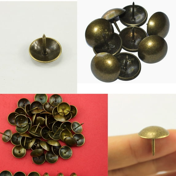 100pcs/pack Vintage Upholstery Nails Bronze Metal Tags Furniture Sofa Shoe Door Decorative Tack Stud,