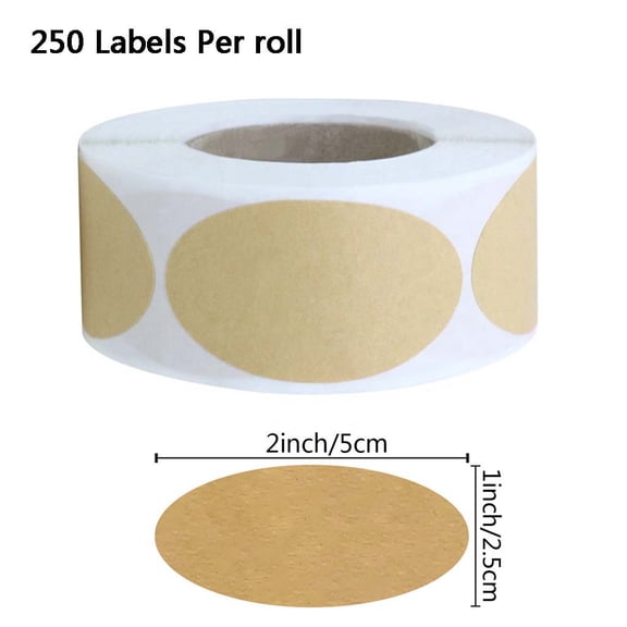 100pcs/roll Oval DIY Blank Kraft Paper Labels Handmade Baking Stickers Adhesive Seal Labels Gift Decor for Jars