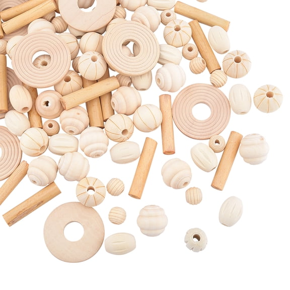 100pcs/set Wood Beads Mixed Shapes Mixed color